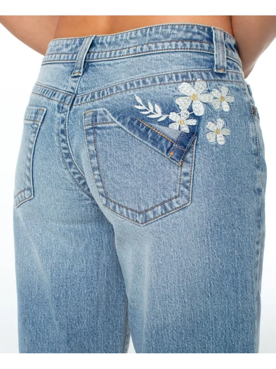 Джинсы прямого кроя с вышивкой V-образной талией, модель Low Rise V-Waist Baggy Embroidered — изображение 3 из 11