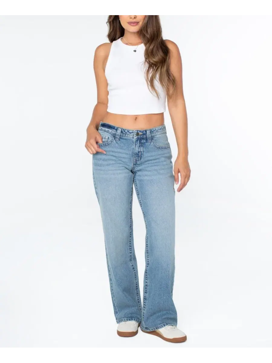 Джинсы прямого кроя с вышивкой V-образной талией, модель Low Rise V-Waist Baggy Embroidered — изображение 5 из 11