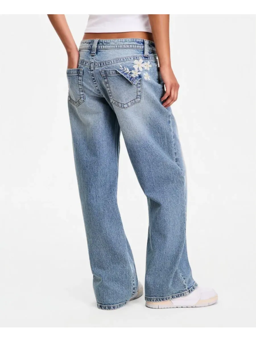 Джинсы прямого кроя с вышивкой V-образной талией, модель Low Rise V-Waist Baggy Embroidered — изображение 8 из 11