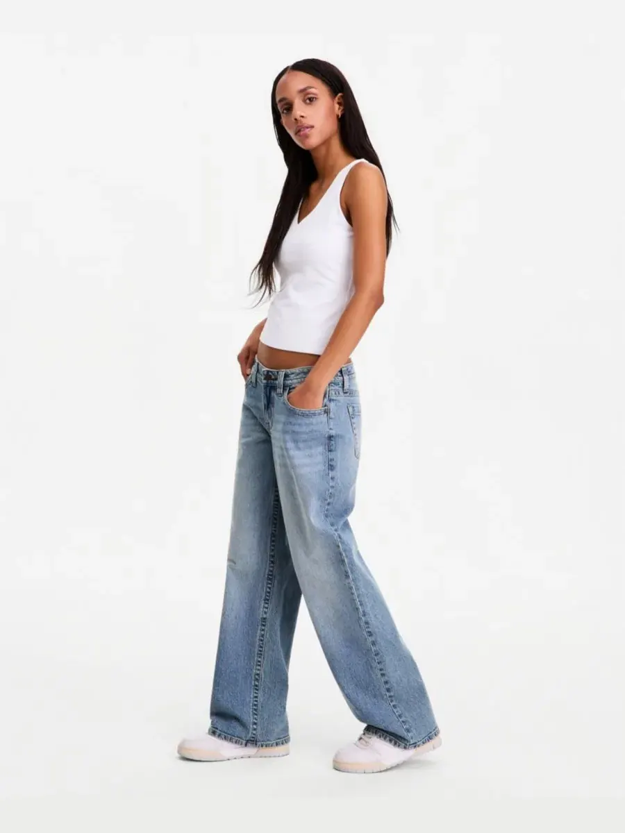Джинсы прямого кроя с вышивкой V-образной талией, модель Low Rise V-Waist Baggy Embroidered — изображение 9 из 11
