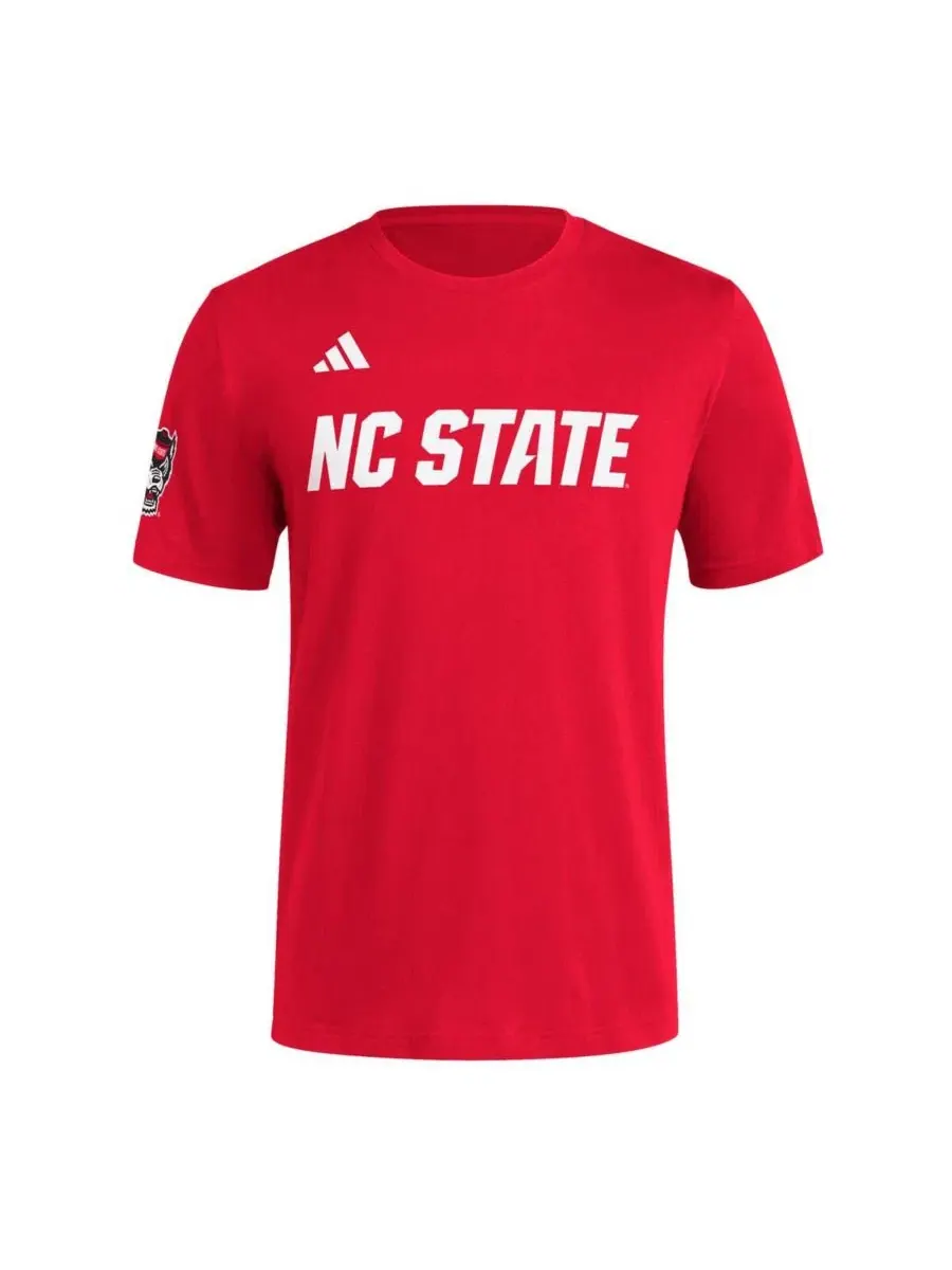 Мужская красная футболка с логотипом команды NC State Wolfpack Adidas — изображение 3 из 3, красный