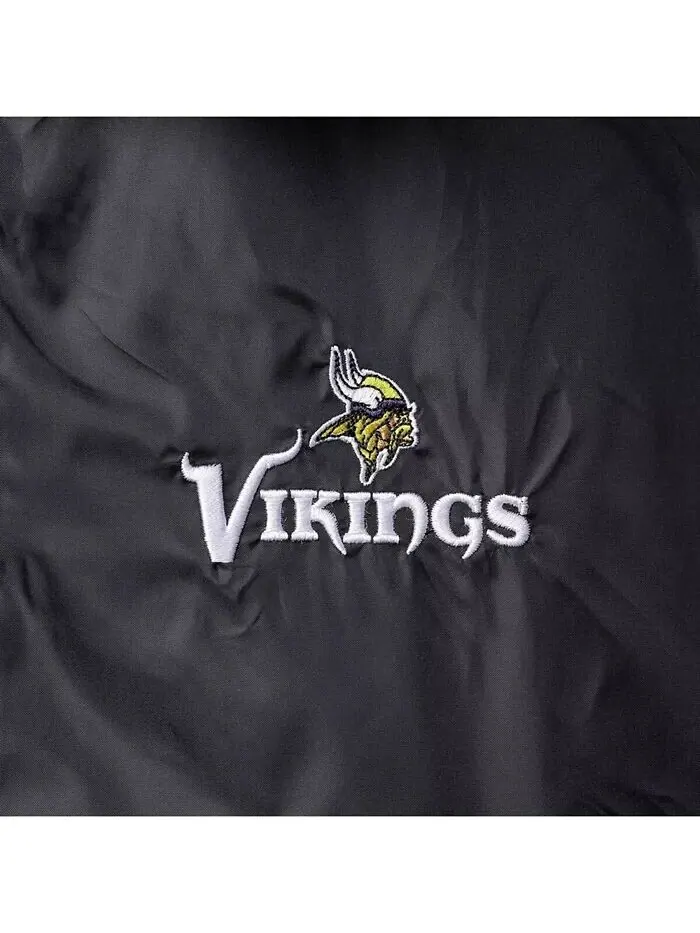 Мужская черная классическая ветровка-реглан Minnesota Vikings Coaches на кнопках Dunbrooke — изображение 2 из 4