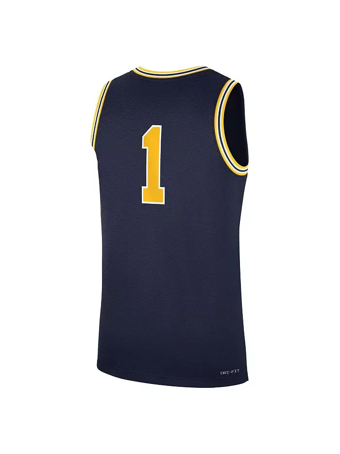 Мужская темно-синяя баскетбольная майка Michigan Wolverines Road Replica Jordan — изображение 3 из 3