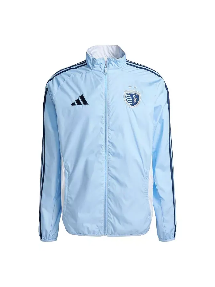 Мужская реверсивная куртка на молнии Sporting Kansas City 2025 Anthem в цвете небесно-голубой/белый