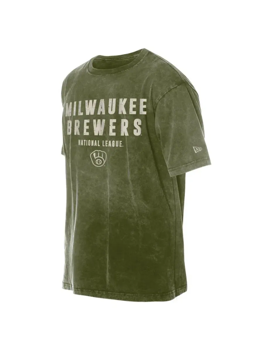 Футболка с принтом Milwaukee Brewers 2026 Armed Forces Day New Era — изображение 2 из 4, оливковый