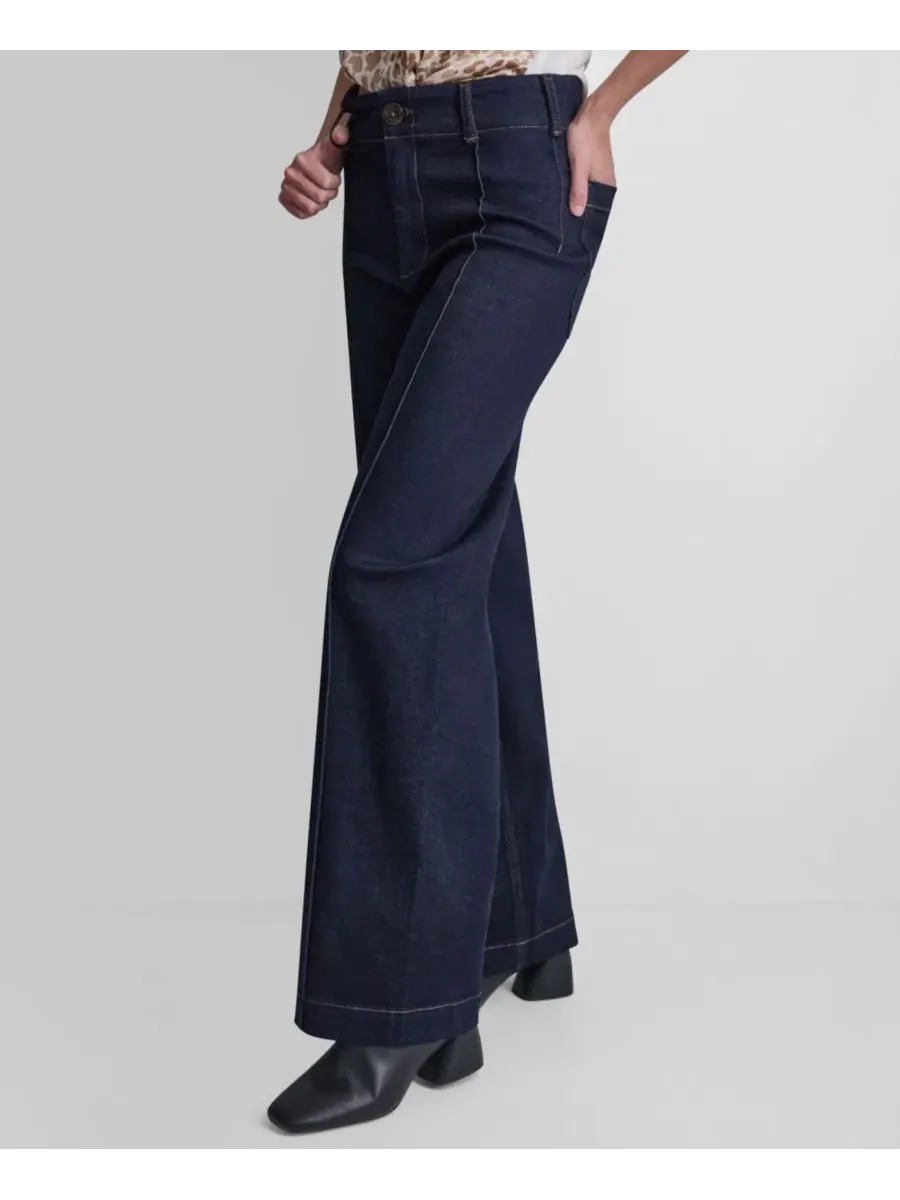 Джинсы с высокой посадкой, широкие, с защипами DKNY Jeans, Bankers Ink — изображение 2 из 4