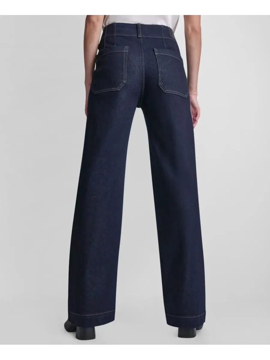 Джинсы с высокой посадкой, широкие, с защипами DKNY Jeans, Bankers Ink — изображение 4 из 4