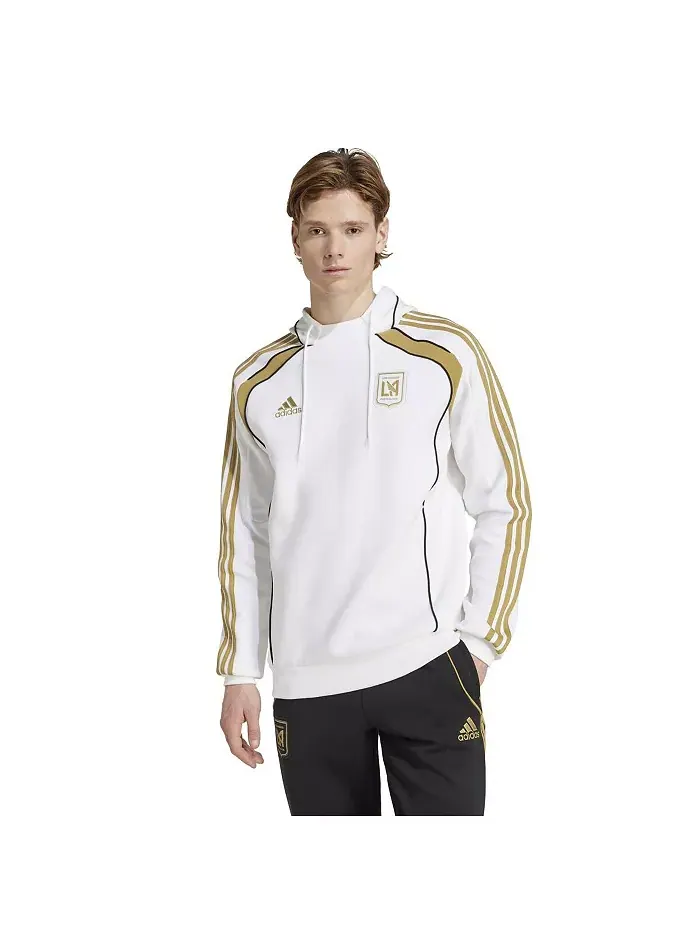 Мужская белая толстовка с капюшоном LAFC 2025 Travel adidas