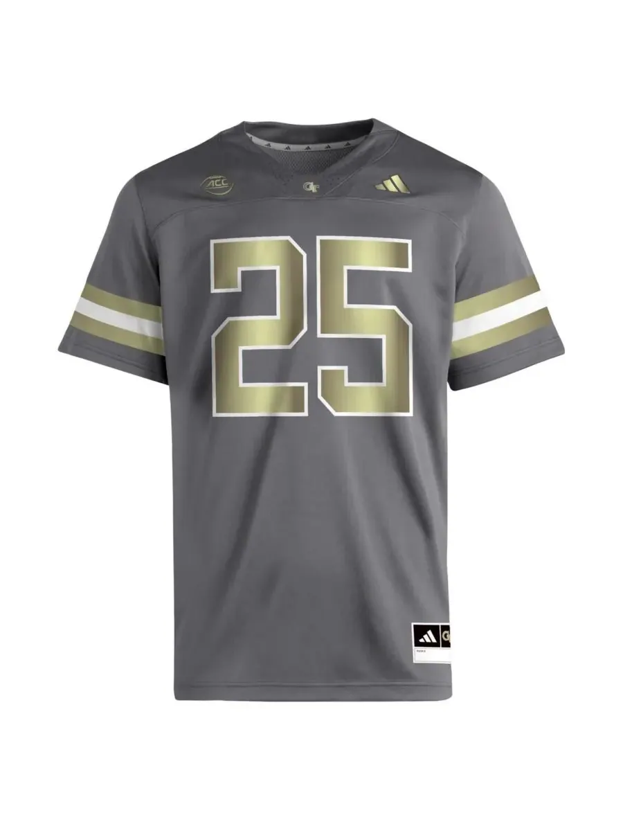 Adidas Мужская серая футболка Georgia Tech Yellow Jackets Premier, размер 25 — изображение 3 из 3, серый