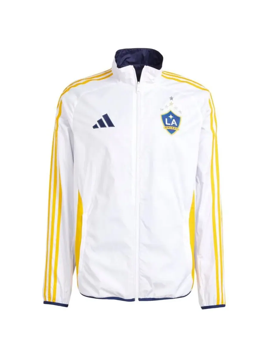 Adidas Мужская двусторонняя куртка на молнии LA Galaxy 2025 Anthem белого/темно-синего цвета — изображение 2 из 3