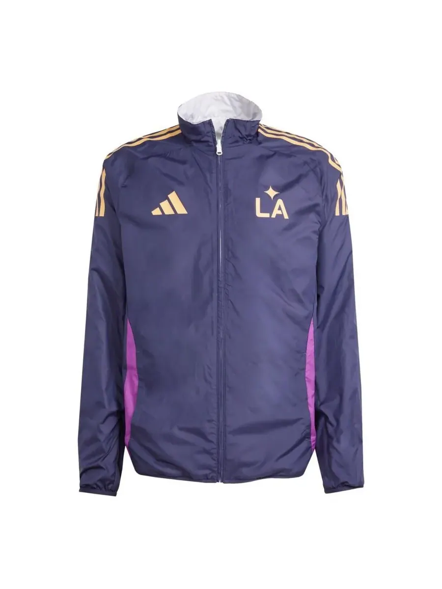 Adidas Мужская двусторонняя куртка на молнии LA Galaxy 2025 Anthem белого/темно-синего цвета — изображение 3 из 3