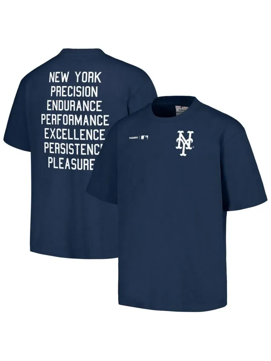 PLEASURES Мужская темно-синяя футболка New York Mets Precision — синий