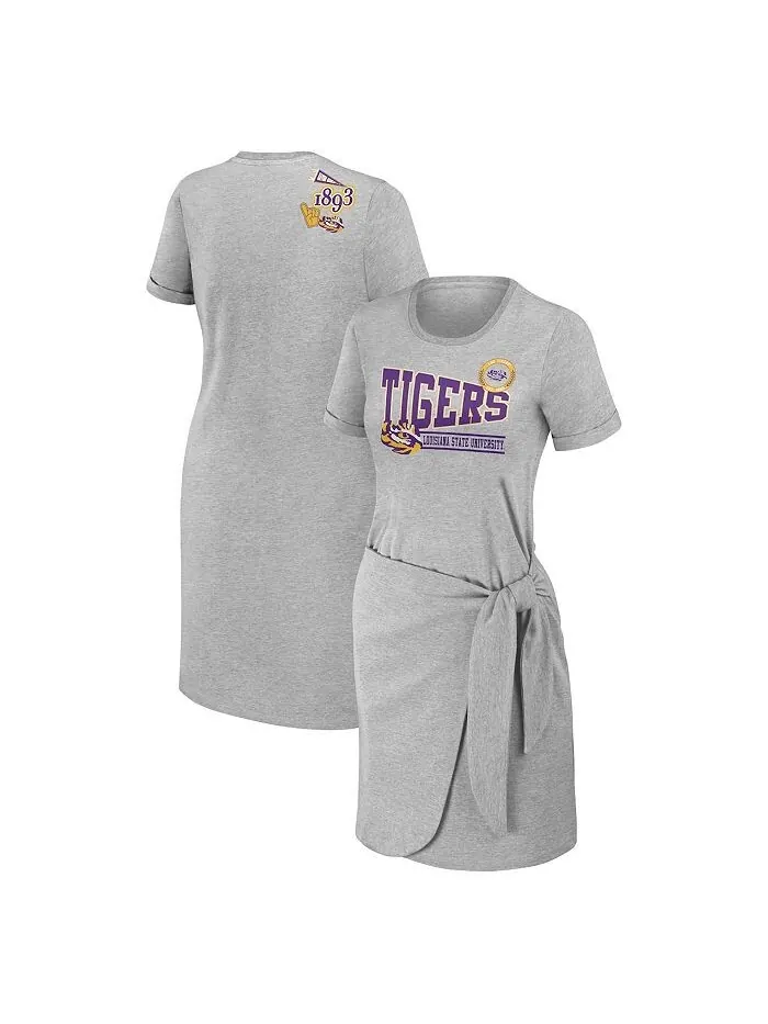 Женское платье-футболка с узлом Хизер серого цвета LSU Tigers WEAR by Erin Andrews