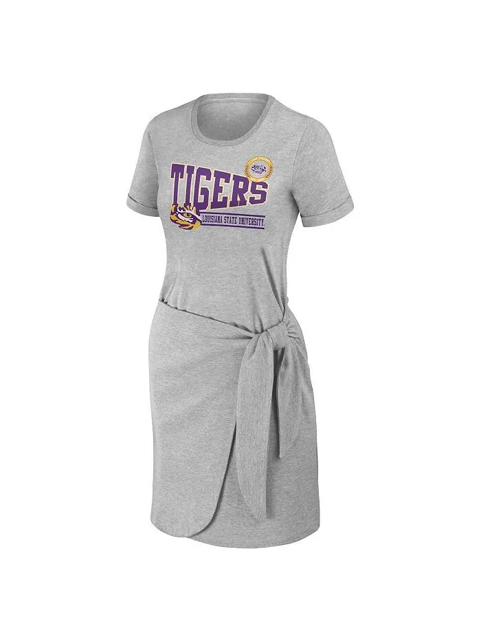 Женское платье-футболка с узлом Хизер серого цвета LSU Tigers WEAR by Erin Andrews — изображение 2 из 3, серый