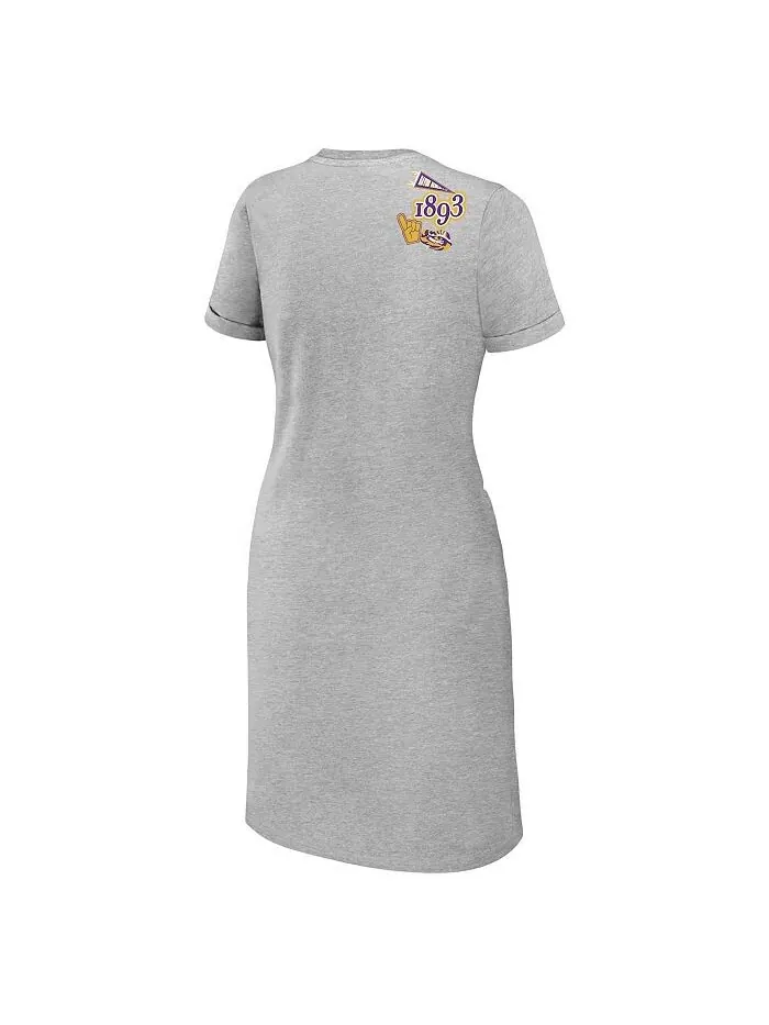 Женское платье-футболка с узлом Хизер серого цвета LSU Tigers WEAR by Erin Andrews — изображение 3 из 3, серый