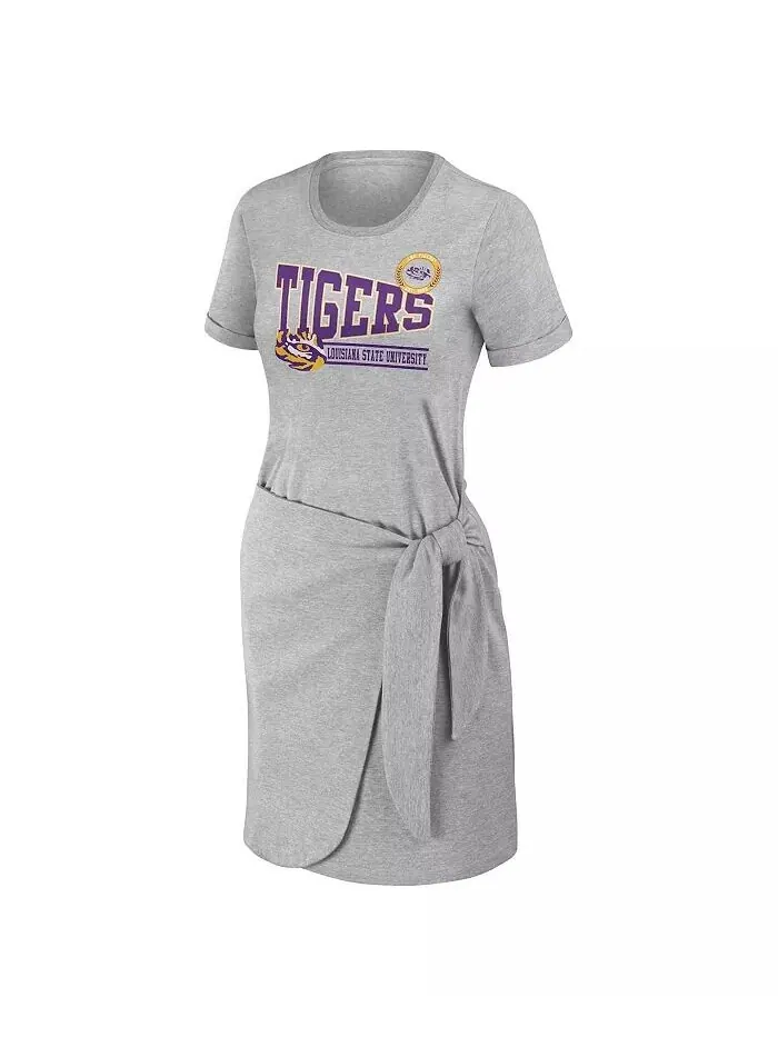 Женское платье-футболка с узлом Хизер серого цвета LSU Tigers Wear By Erin Andrews — изображение 2 из 3
