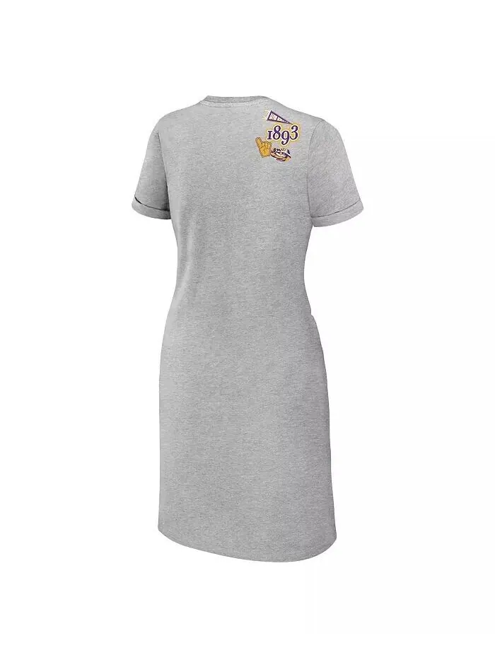 Женское платье-футболка с узлом Хизер серого цвета LSU Tigers Wear By Erin Andrews — изображение 3 из 3