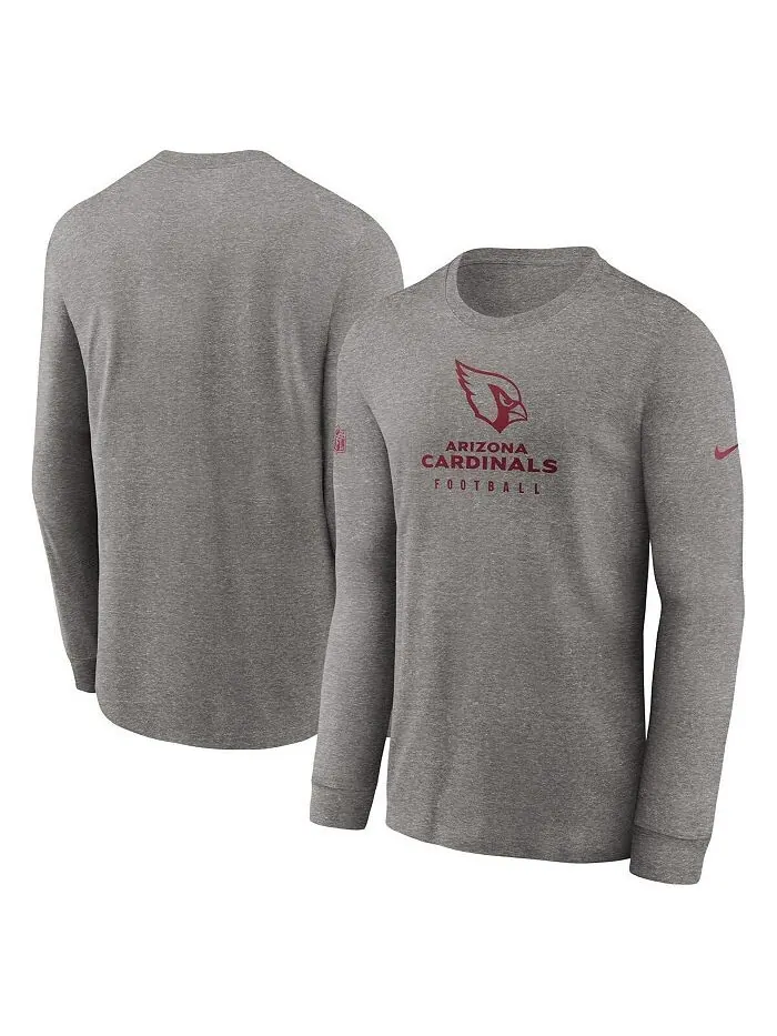 Мужская футболка с длинным рукавом Heather Grey Arizona Cardinals Sideline Performance Nike