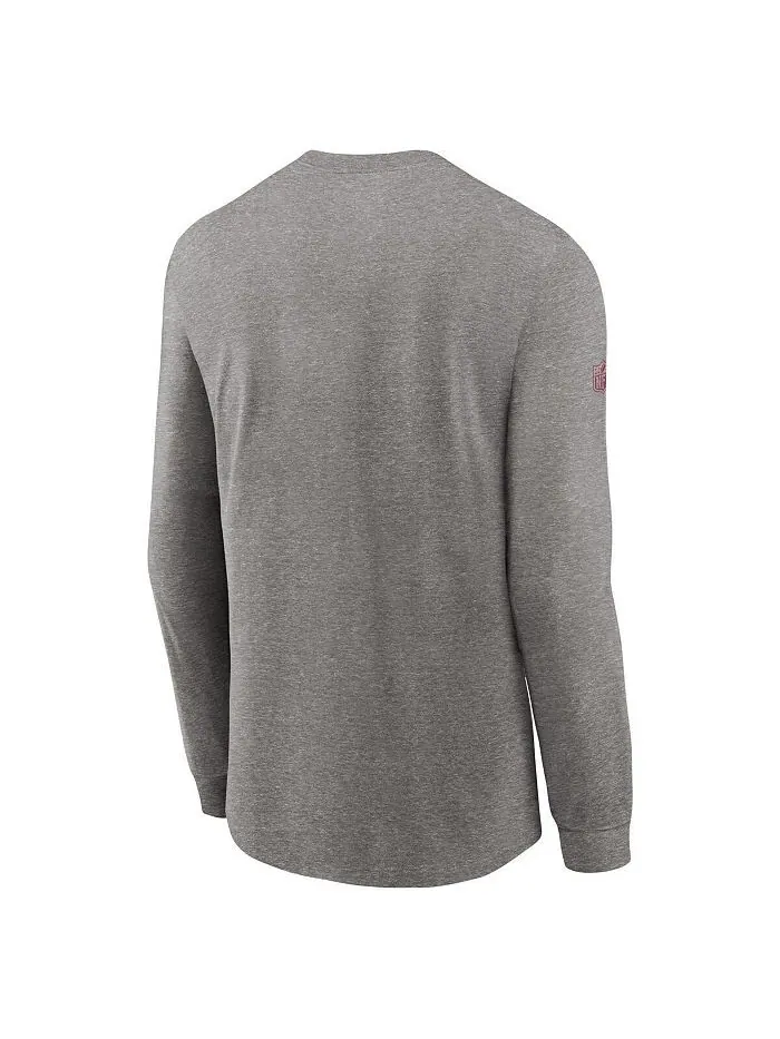 Мужская футболка с длинным рукавом Heather Grey Arizona Cardinals Sideline Performance Nike — изображение 2 из 3, серый