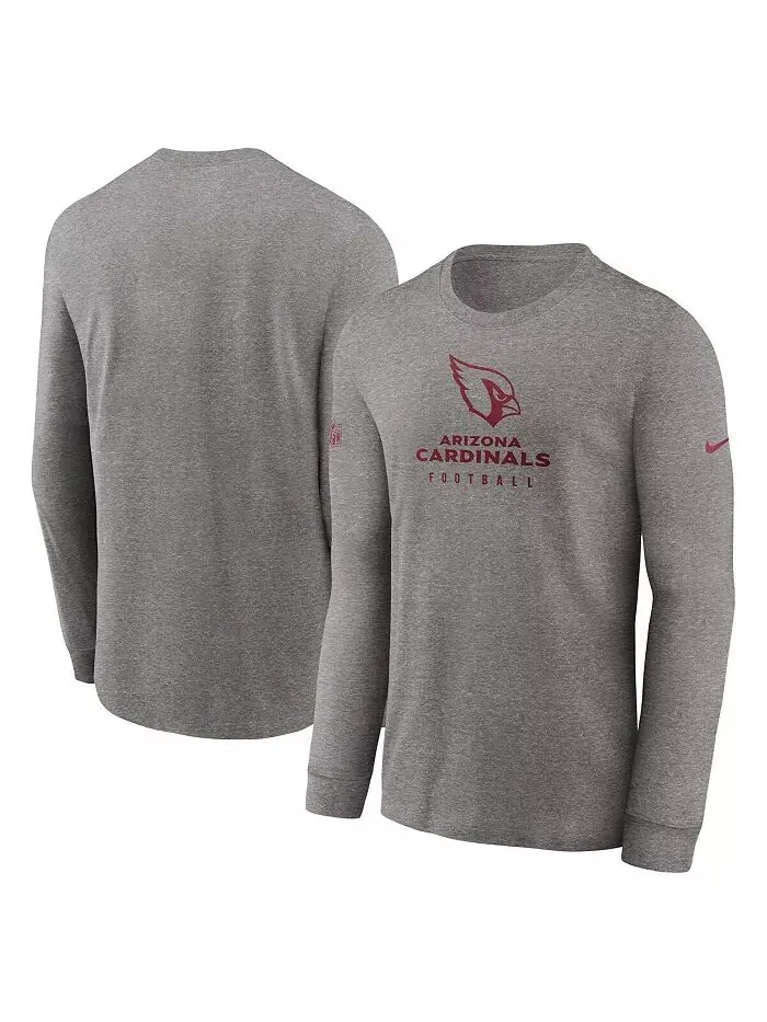 Мужская футболка с длинным рукавом Heather Grey Arizona Cardinals Sideline Performance Nike — изображение 1 из 3