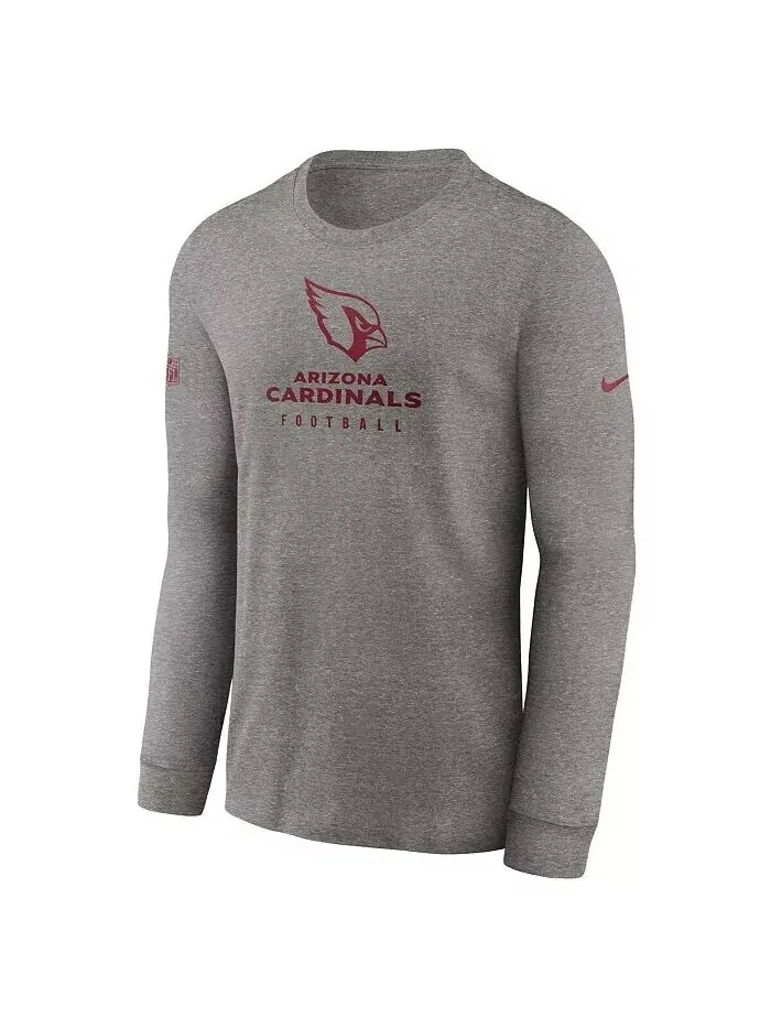 Мужская футболка с длинным рукавом Heather Grey Arizona Cardinals Sideline Performance Nike — изображение 3 из 3