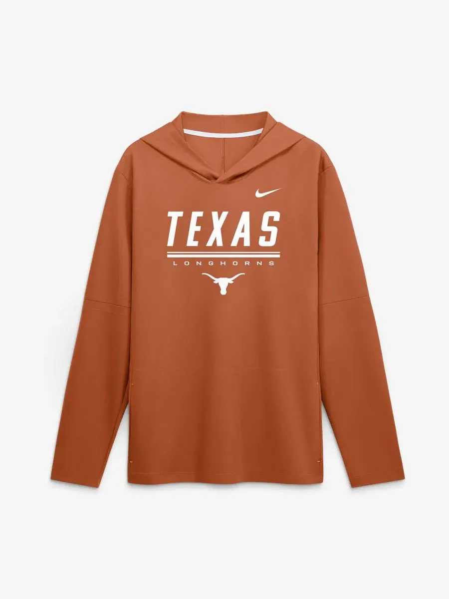 Футболка Nike Texas Longhorns 2026 Sideline с капюшоном и длинным рукавом