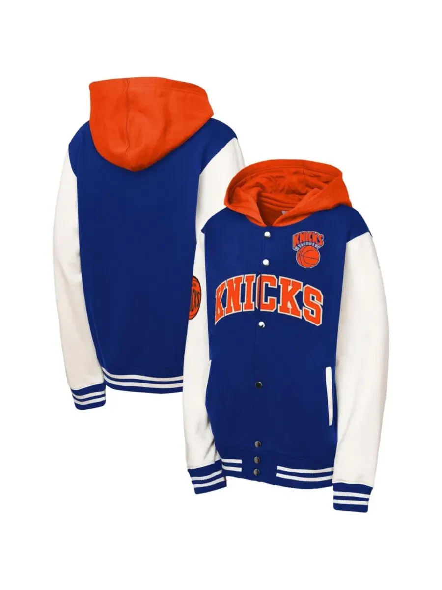 Куртка на кнопках с капюшоном New York Knicks Courtside Mitchell & Ness