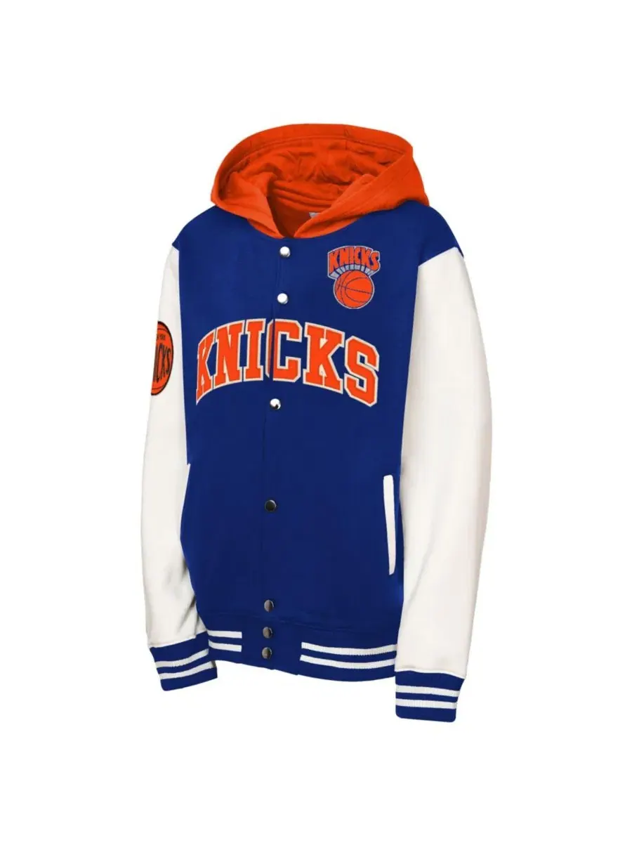 Куртка на кнопках с капюшоном New York Knicks Courtside Mitchell & Ness — изображение 2 из 3, синий