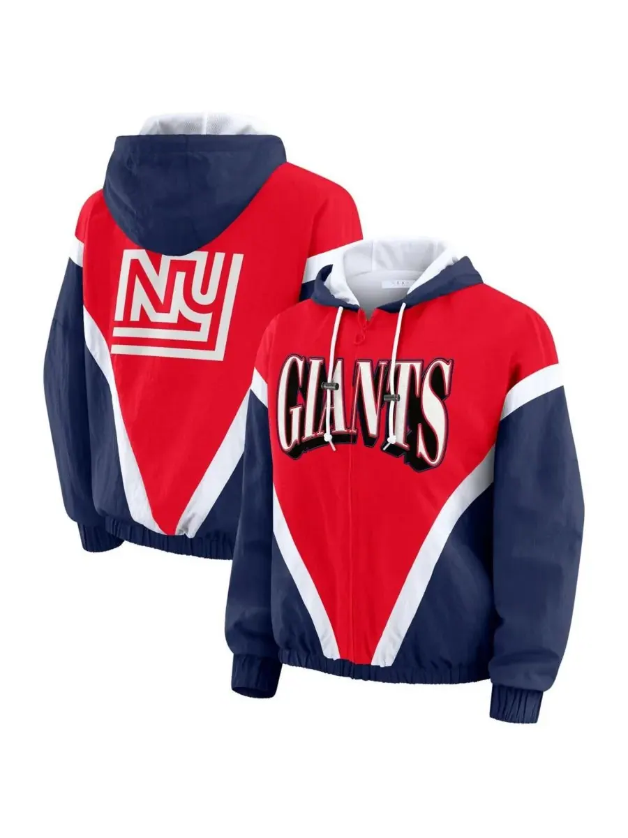 WEAR by Erin Andrews Женская ветровка-худи на молнии в стиле ретро с принтом New York Giants