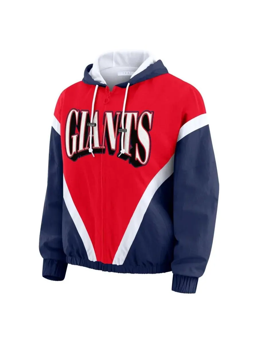 WEAR by Erin Andrews Женская ветровка-худи на молнии в стиле ретро с принтом New York Giants — изображение 2 из 3, красный