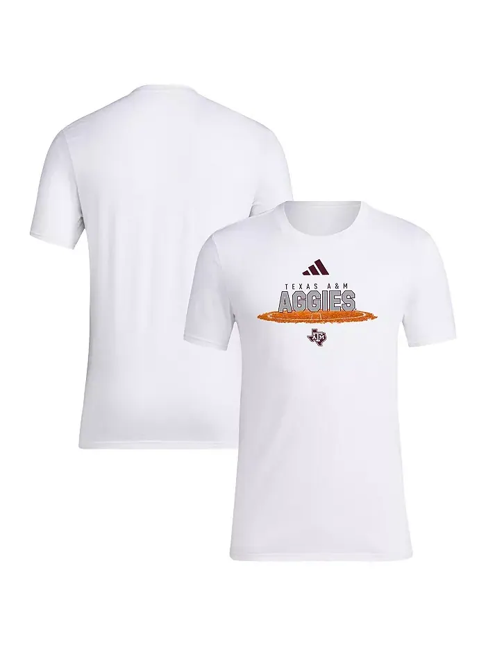 Мужская белая футболка Texas A&M Aggies Softball Pitcher's Circle adidas