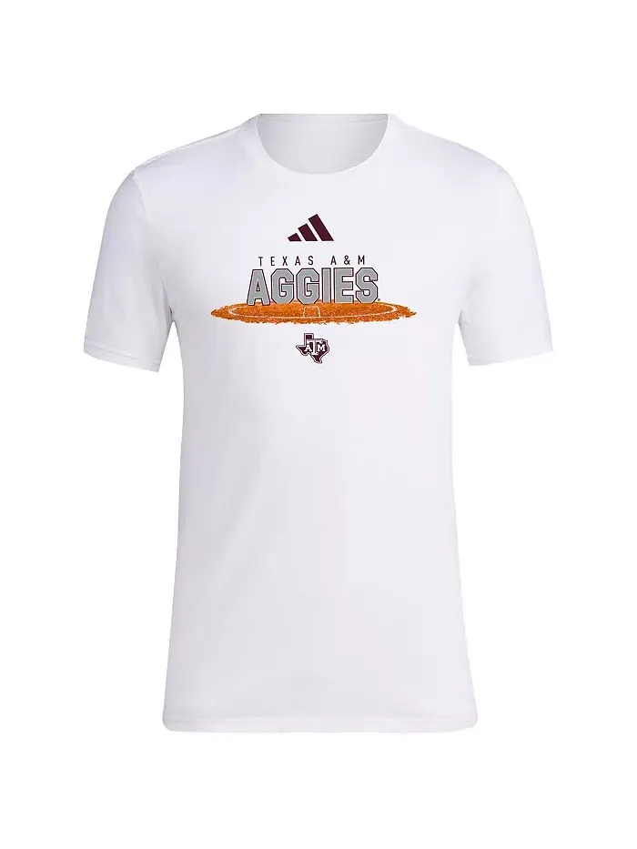 Мужская белая футболка Texas A&M Aggies Softball Pitcher's Circle adidas — изображение 3 из 3