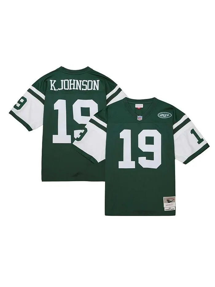 Мужская футболка Keyshawn Johnson Green New York Jets 1998 Legacy Replica Mitchell & Ness