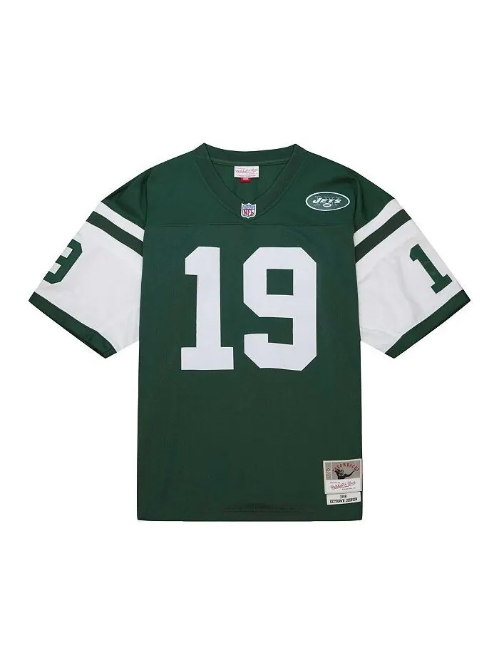 Мужская футболка Keyshawn Johnson Green New York Jets 1998 Legacy Replica Mitchell & Ness — изображение 3 из 4, зеленый