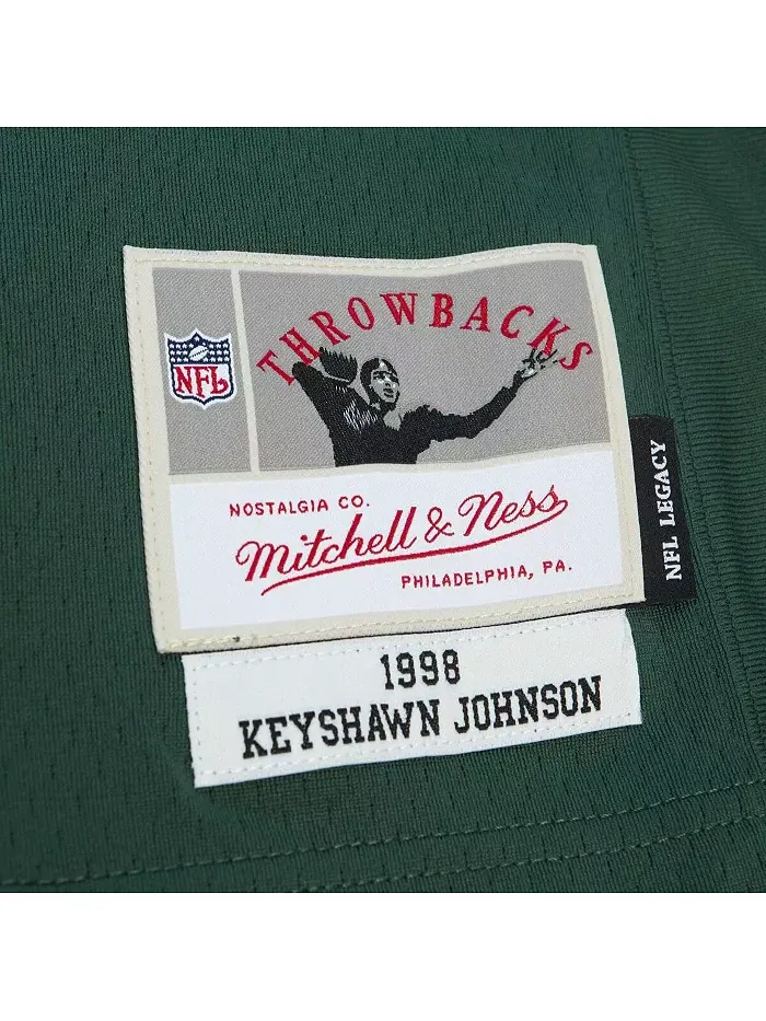 Мужская реплика джерси Legacy 1998 года Keyshawn Johnson в зеленом цвете New York Jets Mitchell & — изображение 2 из 4