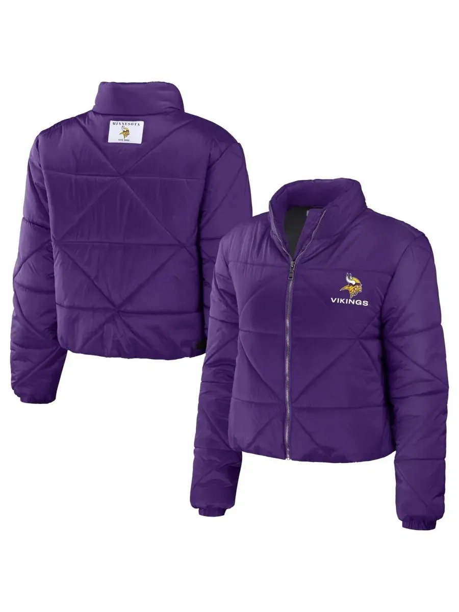 Кроп-пуховик с принтом Minnesota Vikings WEAR by Erin Andrews