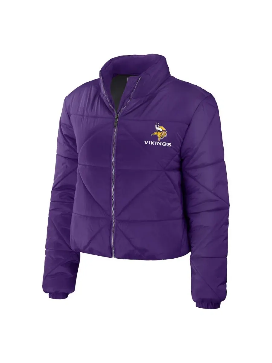 Кроп-пуховик с принтом Minnesota Vikings WEAR by Erin Andrews — изображение 2 из 3, фиолетовый