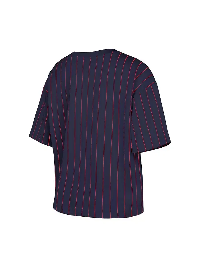 Женская темно-синяя футболка Boston Red Sox в тонкую полоску New Era — изображение 2 из 3