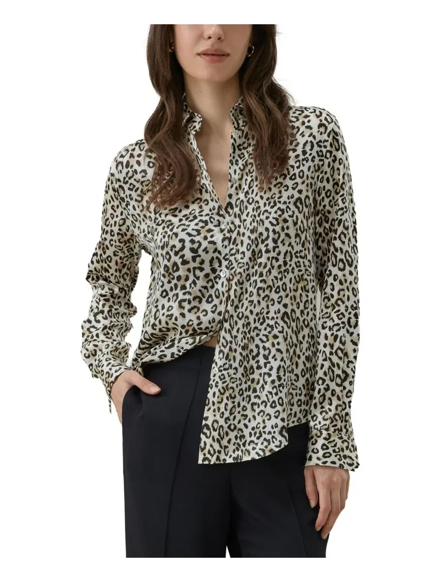 Блуза из шелка с леопардовым принтом и длинным рукавом LILYSILK, Dawn Leopard