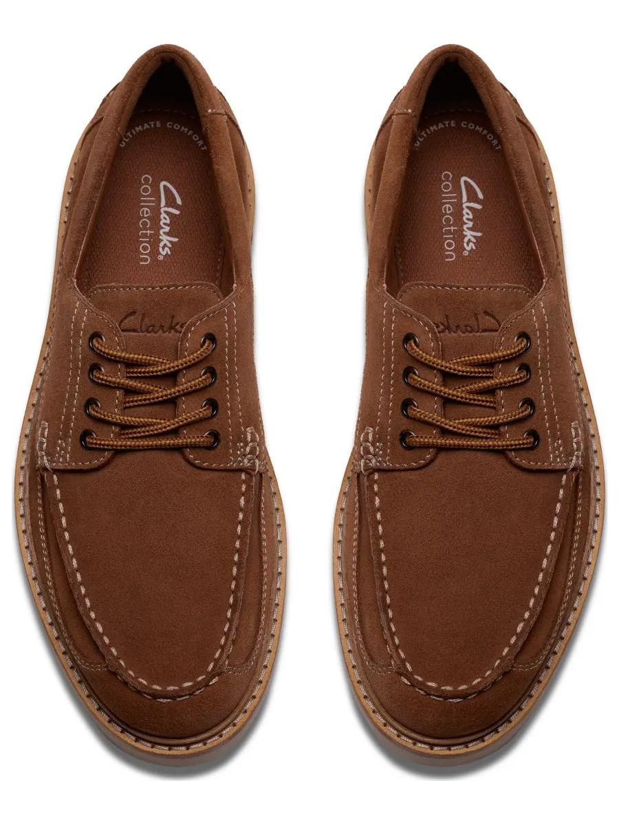 Мужские туфли-дерби Weltridge с мокасиновым носком для повседневной носки Clarks, Cola suede — изображение 4 из 6