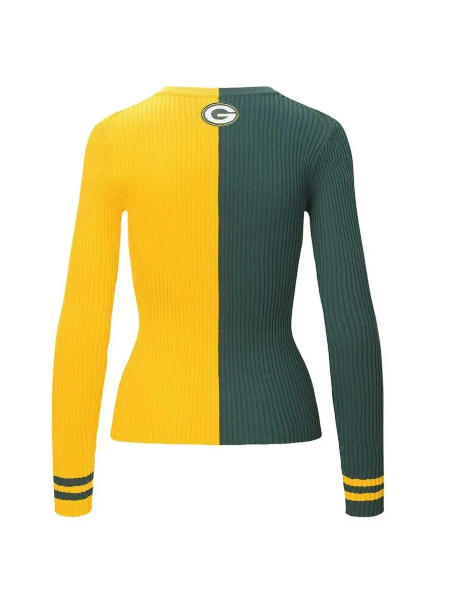 Staud Женский зелено-золотой свитер-карго с символикой команды Green Bay Packers — изображение 3 из 4, зеленый золотистый
