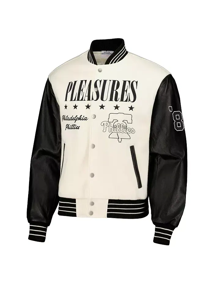 Мужская белая бейсбольная куртка Philadelphia Phillies на молнии PLEASURES — изображение 2 из 4
