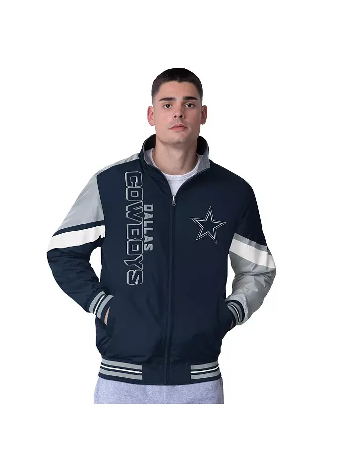 Мужская синяя реверсивная куртка на молнии Dallas Cowboys Strong Arm G-III Sports by Carl Banks