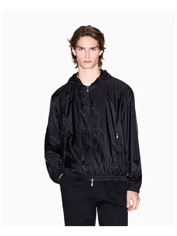 Мужская ветровка с жаккардовым логотипом по всей поверхности A|X Armani Exchange