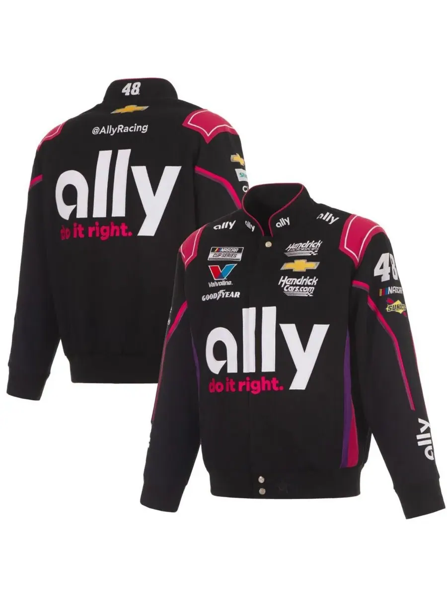JH Design Мужская черная форменная куртка Alex Bowman Ally из саржи с застежкой на кнопках — черный