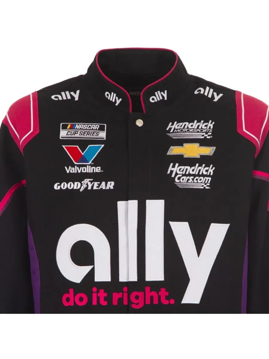 JH Design Мужская черная форменная куртка Alex Bowman Ally из саржи с застежкой на кнопках — изображение 2 из 5, черный