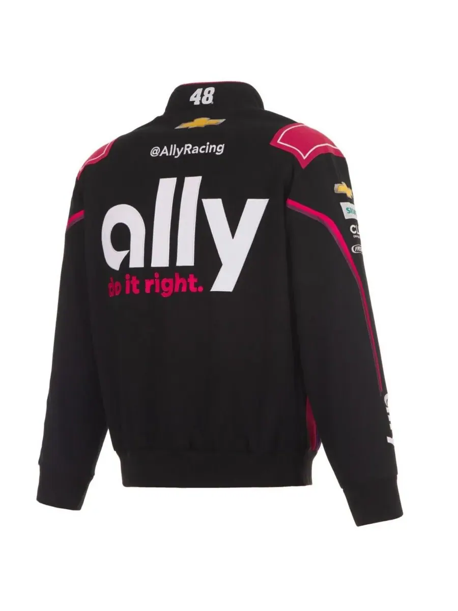 JH Design Мужская черная форменная куртка Alex Bowman Ally из саржи с застежкой на кнопках — изображение 3 из 5, черный