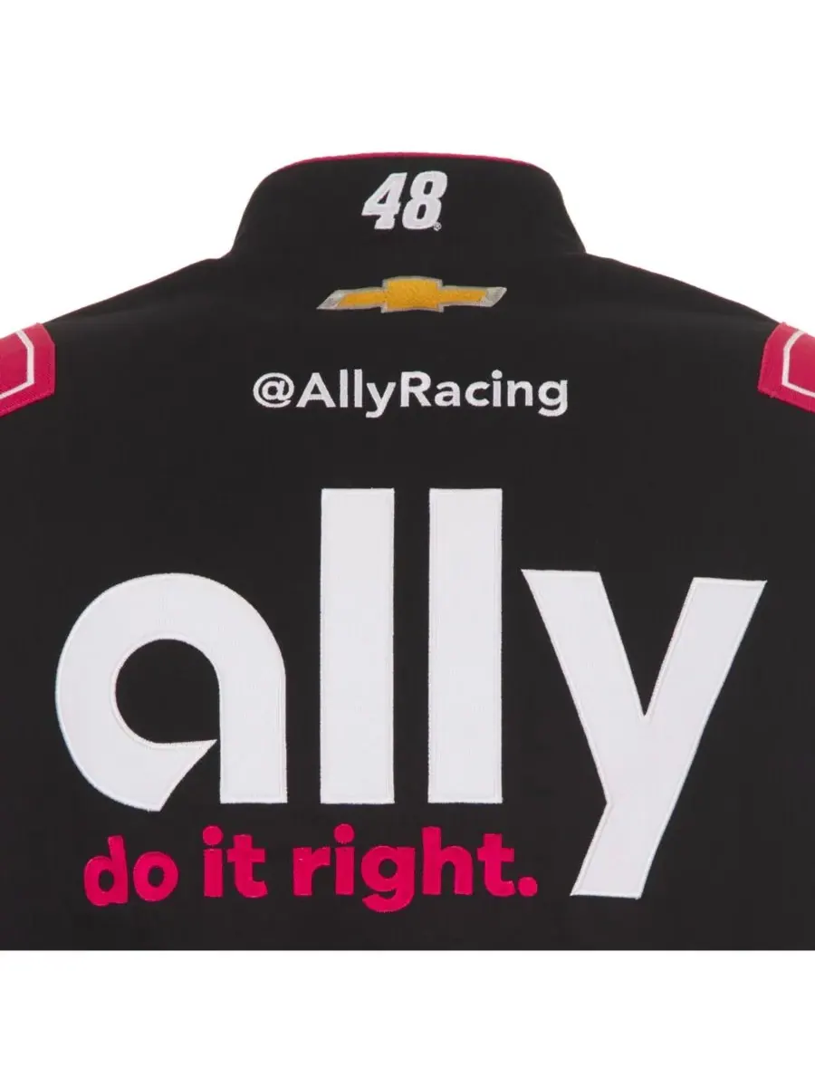 JH Design Мужская черная форменная куртка Alex Bowman Ally из саржи с застежкой на кнопках — изображение 4 из 5, черный