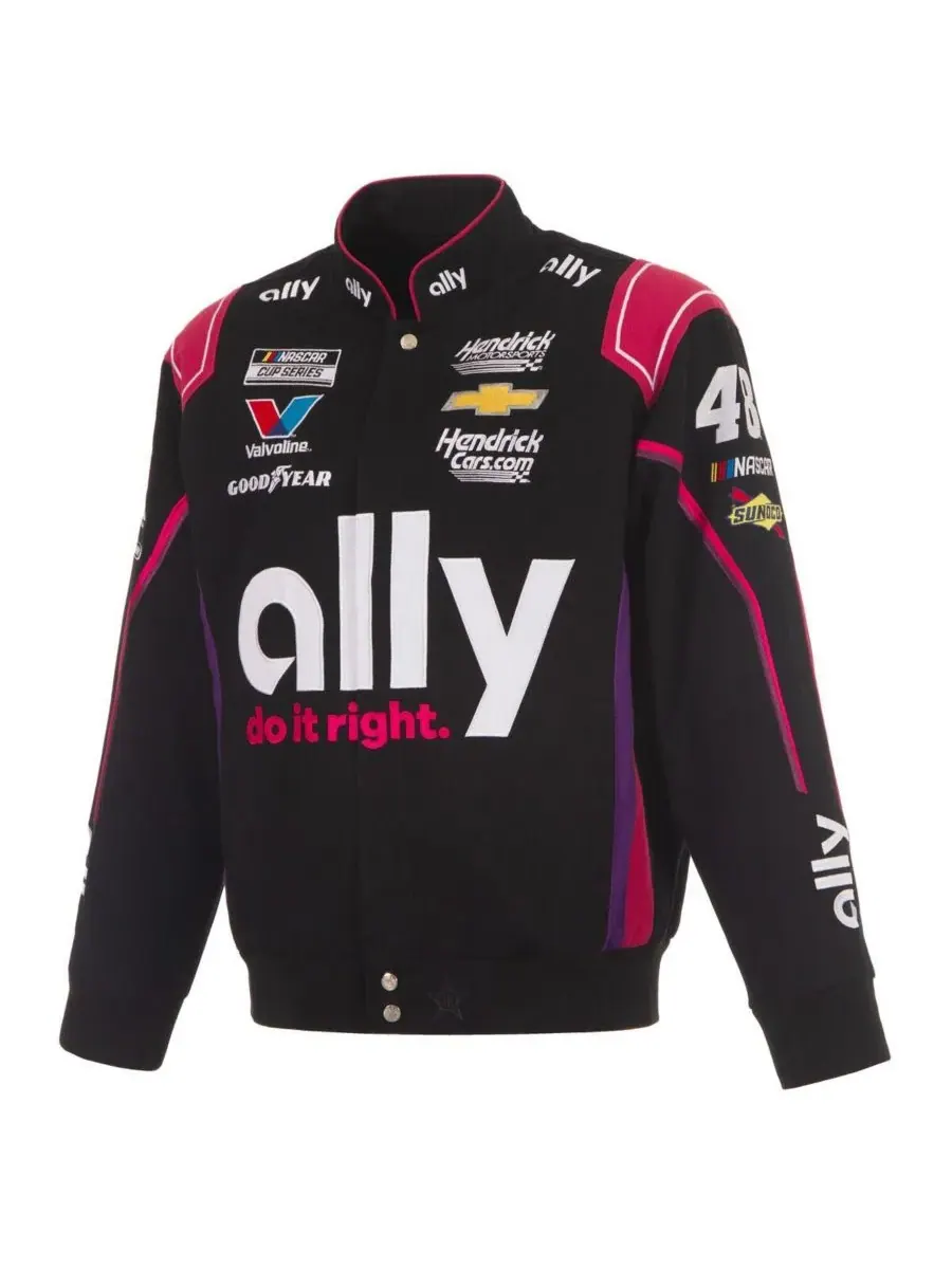 JH Design Мужская черная форменная куртка Alex Bowman Ally из саржи с застежкой на кнопках — изображение 5 из 5, черный