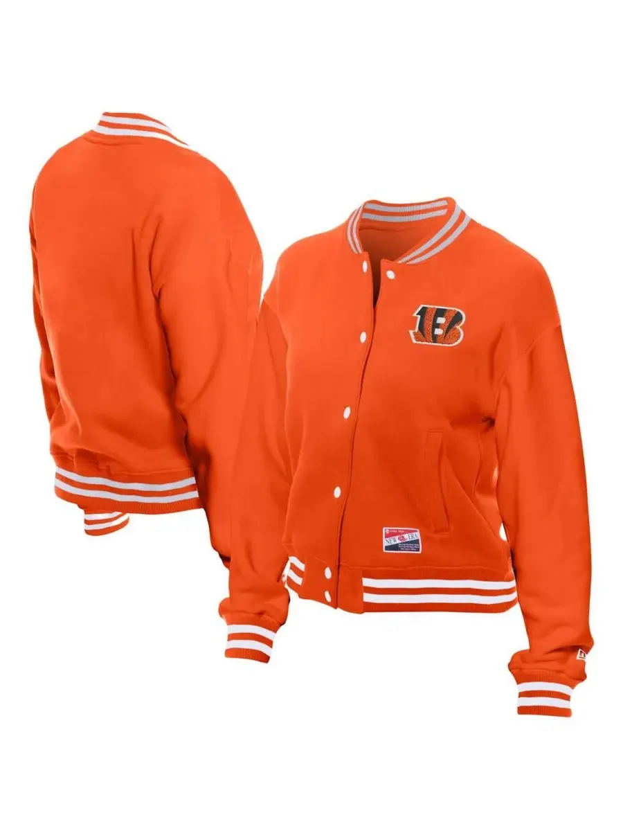 New Era Женская оранжевая флисовая куртка в стиле ретро с логотипом Cincinnati Bengals